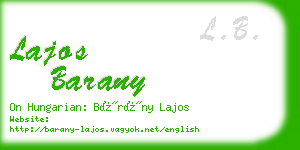 lajos barany business card